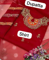 2 pcs unstitched Organza embroidered