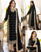 3 pcs women stitched crinkle chiffon embroidered sui