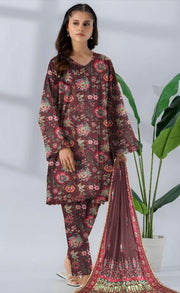 3 pcs women unstitched khaddar printed suit