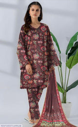 3 pcs women unstitched khaddar printed suit