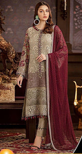 3 pcs chiffon Women Unstitched embroidered suit