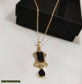 1 carat Gold black aqeeq pendant